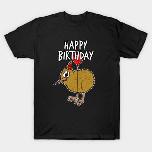 Happy Birthday Doodle Kiwi New Zealand Bird T-Shirt